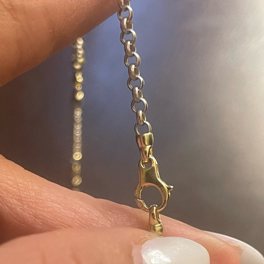 solid 18k white and yellow gold chain